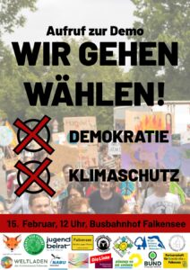 Wir gehen wählen, Demo, 15.2.2025, 12 Uhr Bahnhof Falkensee