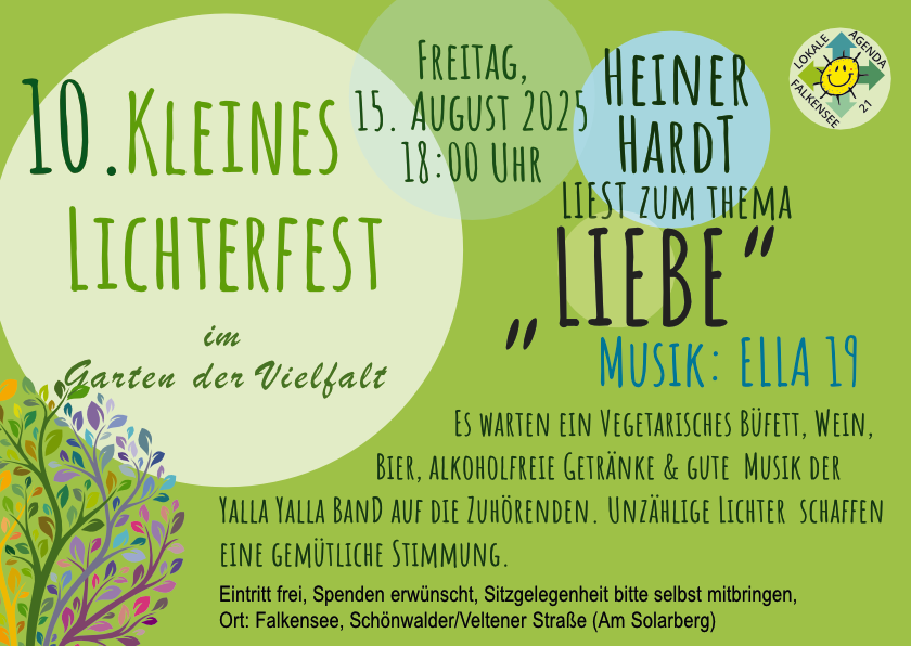10. Kleines Lichterfest mit Lesung, Thema „Liebe", Musik: Ella 19