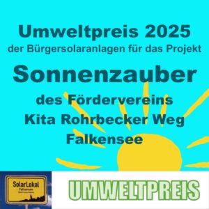 Umweltpreis 2025 für das Projekt Sonnenzauber der Kita Rohrbecker Weg in Falkensee