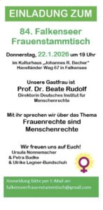 Einladung zum 84. Falkenseer Frauenstammtisch am 22.1.2026