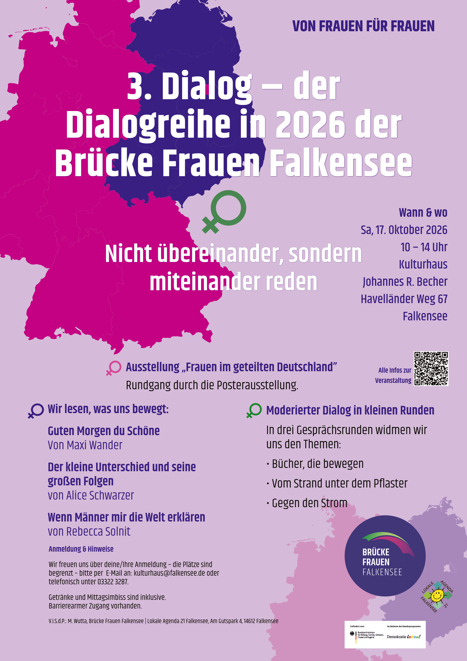 17.10.2026, 10-14 Uhr 3.Dialog – der Dialogreihe in 2026 der Brücke Frauen Falkensee