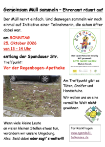 Müll sammeln im Oktober